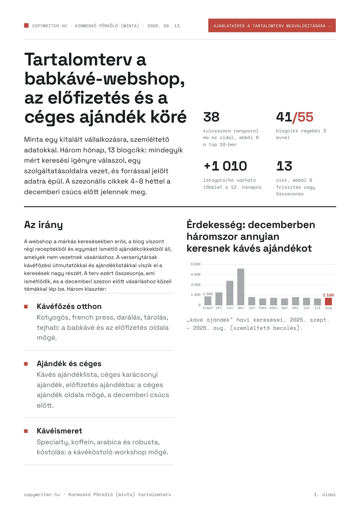 Tartalomterv minta – 1. oldal