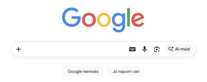 Az AI-mód gomb a Google kezdőlapjának keresőmezőjében